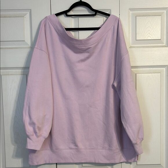 Abercrombie & Fitch Light Pink Crewneck Pullover Sweatshirt XXXL Off Shoulder - Picture 1 of 4